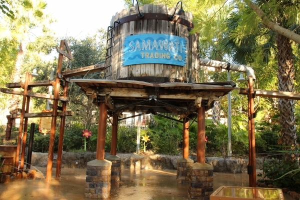 a decorative water tower that says Samawati Trading Co.