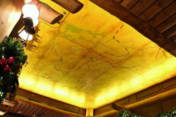 a view of a map on the ceiling of the Territory Lounge