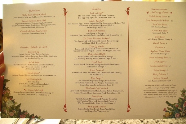 A close up of a restaurant menu