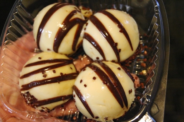 Zebra Domes served in a small plastic container