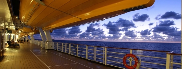 view of the walking track on the Disney Fantasy at dawn