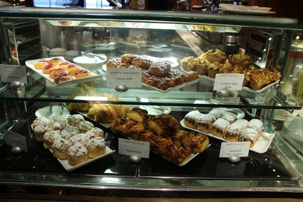 a display of breakfast sweets in the Cove Cafe