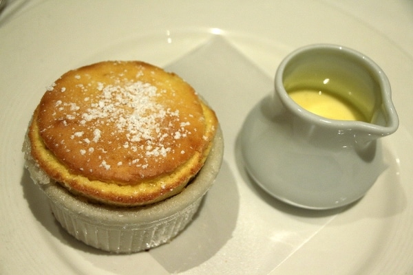 a Grand Marnier souffle with sauce on the side