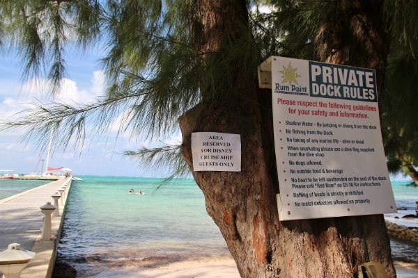 a sign that says Rum Point Private Dock Rules