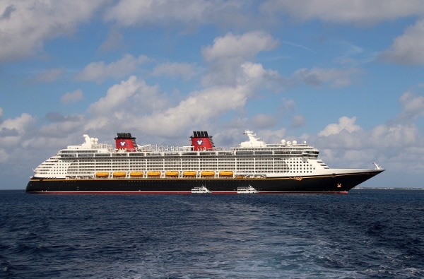 a view of the Disney Fantasy from the water