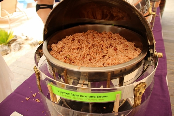 Cayman style rice and beans on a buffet