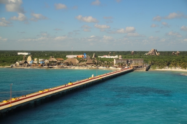 a view of Costa Maya from the docked Disney Fantasy cruise ship