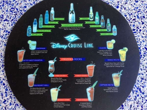 a pool drink menu