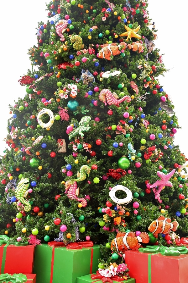 closeup of the Castaway Cay Christmas tree