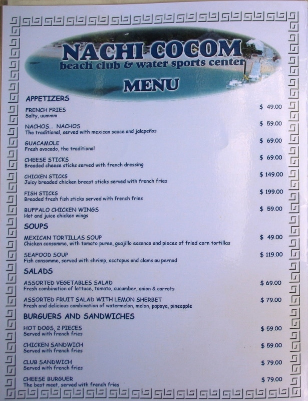 A close up of a menu