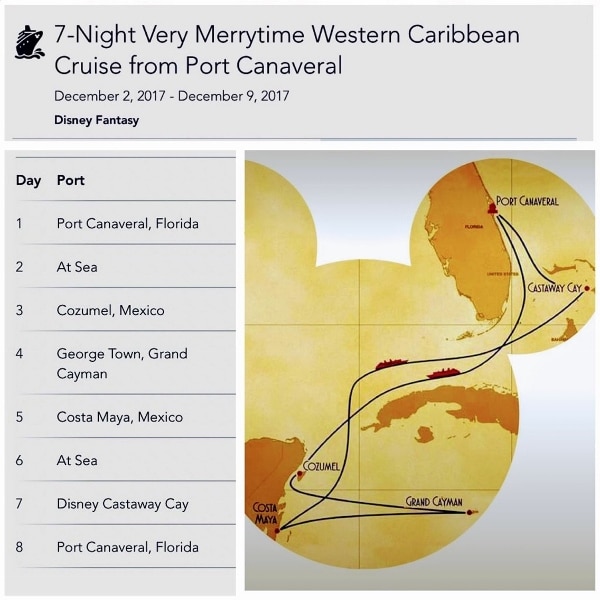 a map of a cruise itinerary