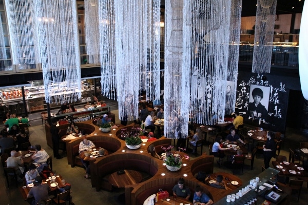 a wide overhead view of the interior of Morimoto Asia in Disney Springs