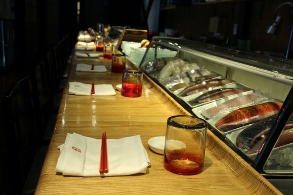 a sushi bar inside a restaurant