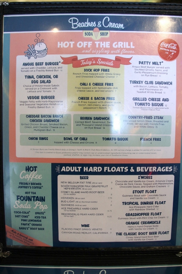 A close up of a menu