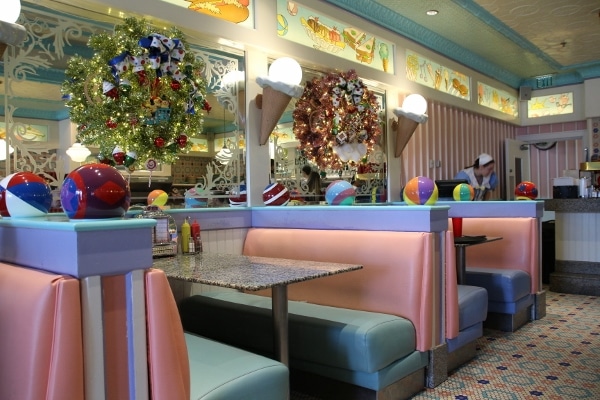 colorful booths in Beaches & Cream Soda Shop