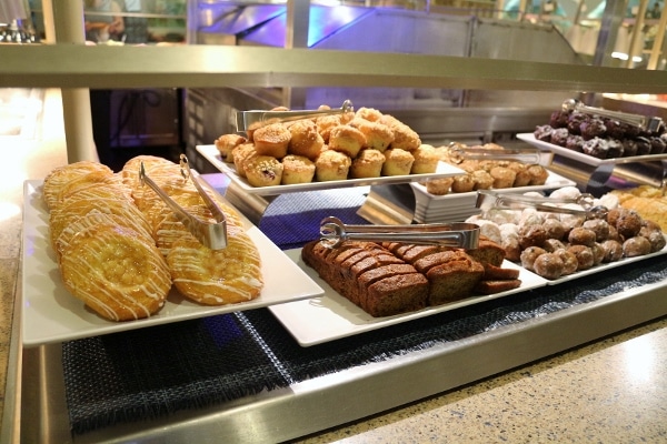 breakfast pastries on a buffet