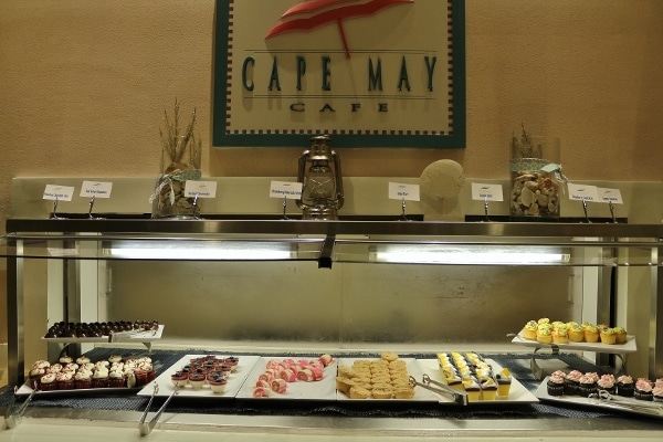 some dessert options on a buffet line