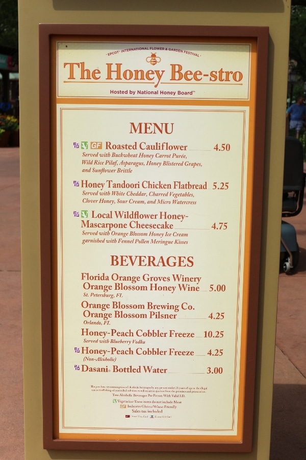 The Honey Bee-stro menu board