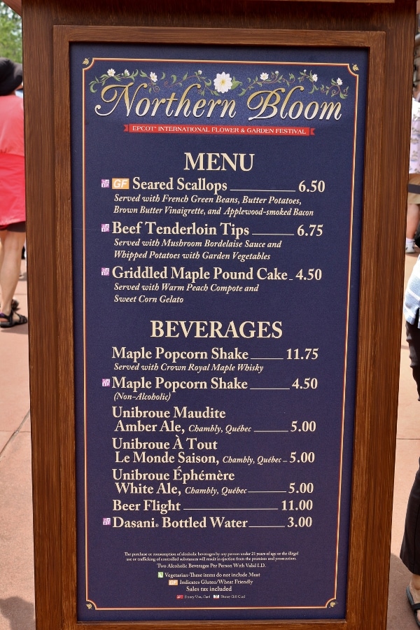 Northern Bloom menu board