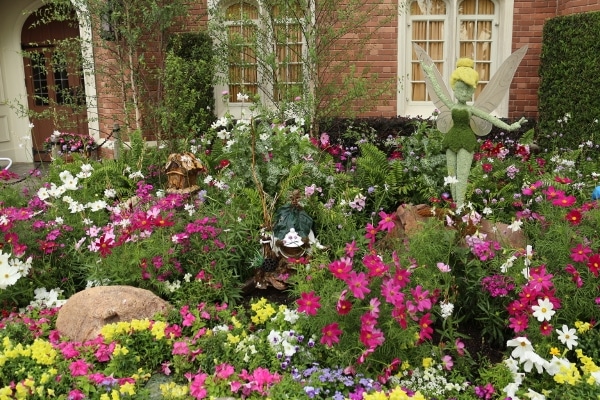 a topiary display of Tinkerbell