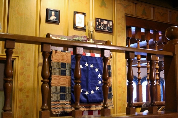 some decorations in the Betsy Ross room of the Liberty Tree Tavern