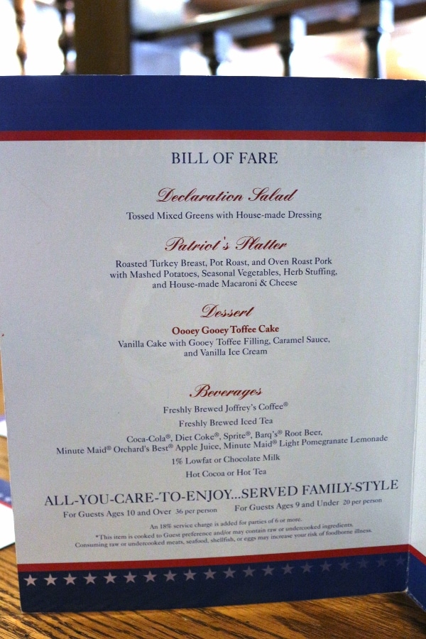 a restaurant menu