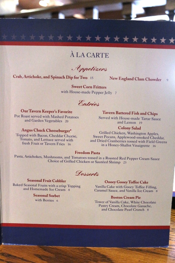 another page of the restaurant menu