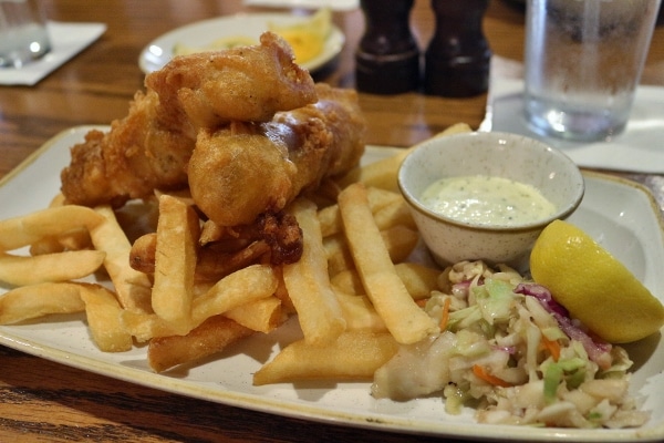 fish and chips on a plate