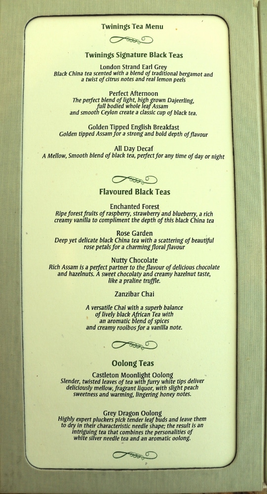 a tea menu