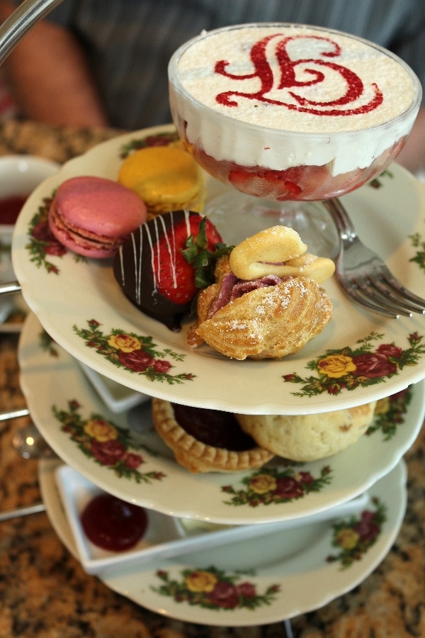 a 3 tiered afternoon tea service