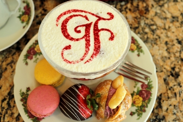 overhead view of desserts for afternoon tea