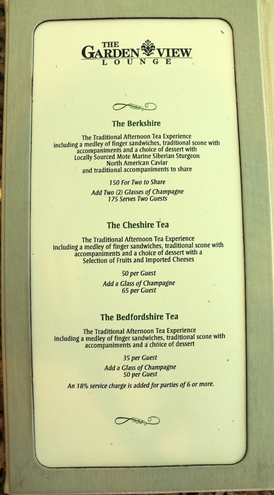 an afternoon tea menu