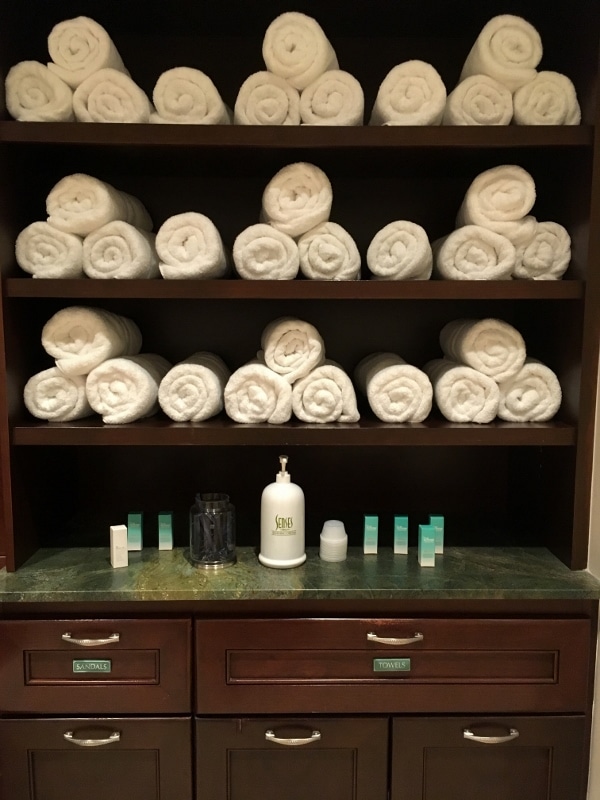 towels on display in a spa