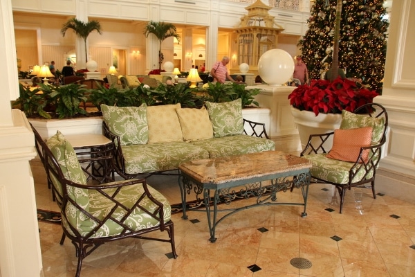 a sitting area in the Grand Floridian lobby