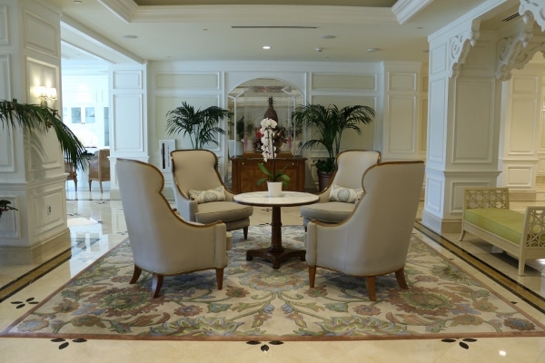 a sitting area in a lobby