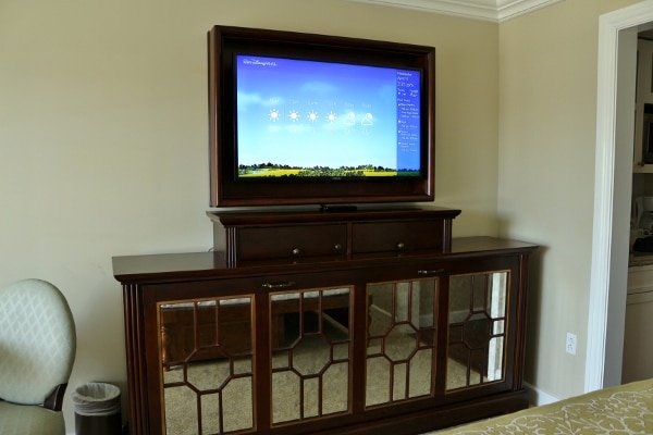 A television in a hotel room