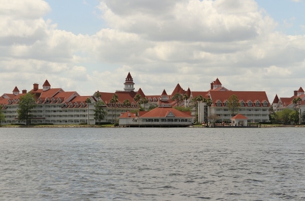 view of the Grand Floridian Resort from across the lagoon