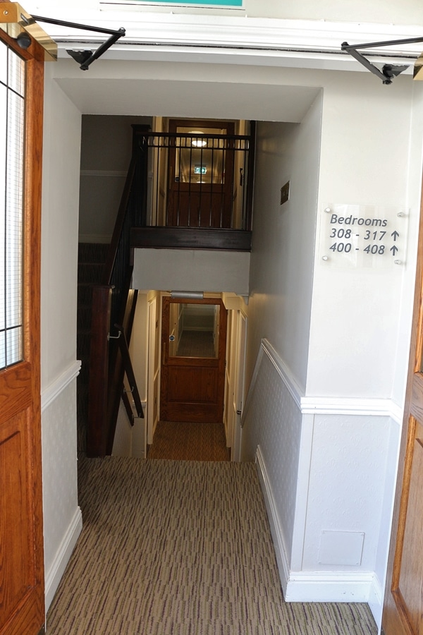 a small stairway in a hotel