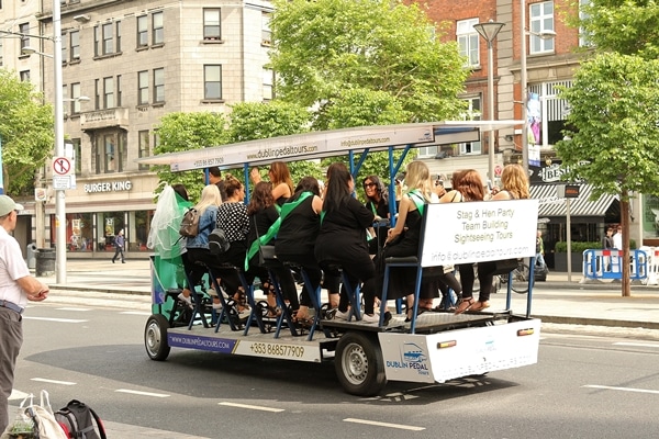 A group of people riding in a vehicle