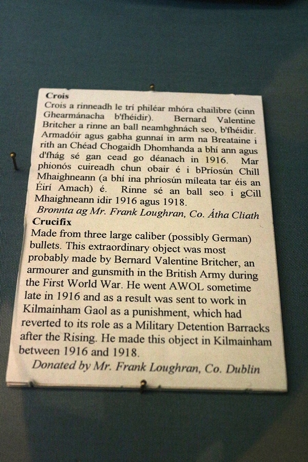 a museum sign explaining items on display