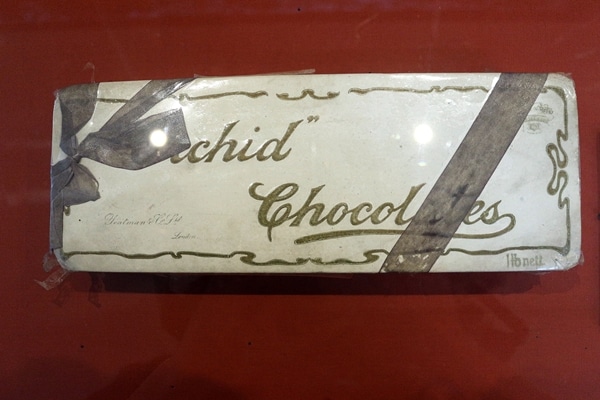 an old box of chocolates in a museum