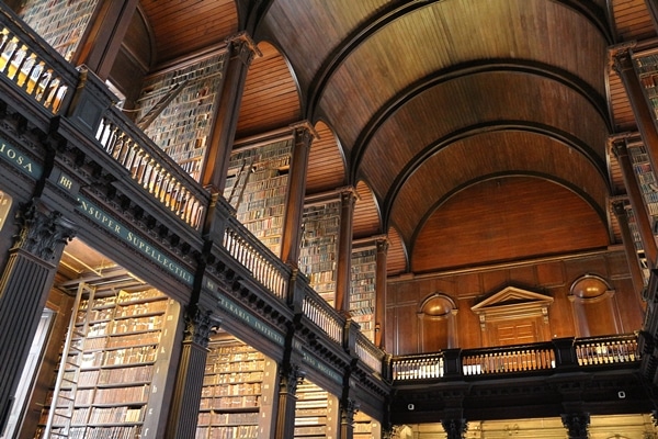 view looking up in the Trinity College Library