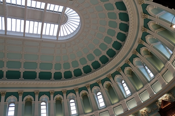 view of the ceiling of the National Library in Dublin
