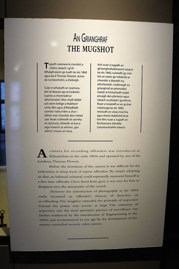 a museum sign about prison mugshots
