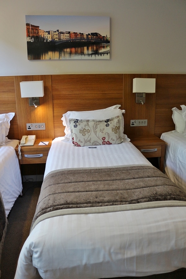 closeup of a bed in a hotel room