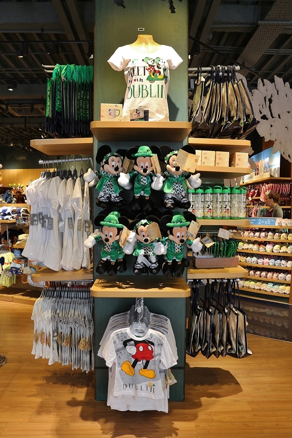 A store filled with Irish themed Disney paraphernalia
