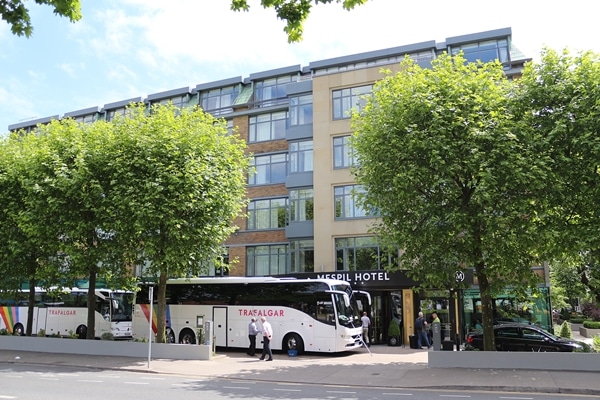 A bus on a city street