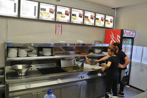 interior of a fish and chips shop