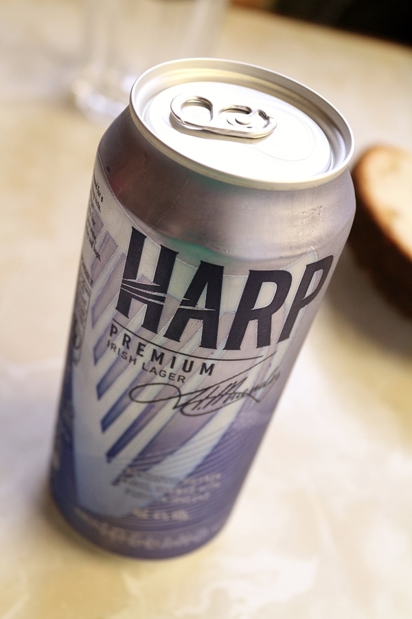 a can of Harp Irish lager