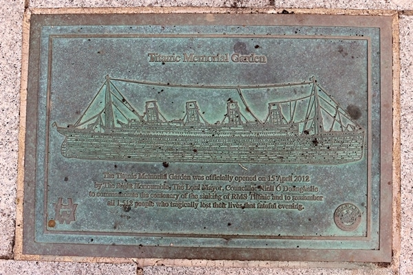 A Titanic Memorial Garden plaque